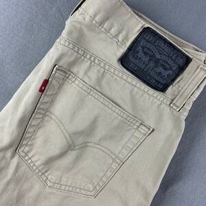 Levi's 514 Straight Fit Pants Mens 34x32 (34x30) Tan Khaki Cotton Blend Trousers